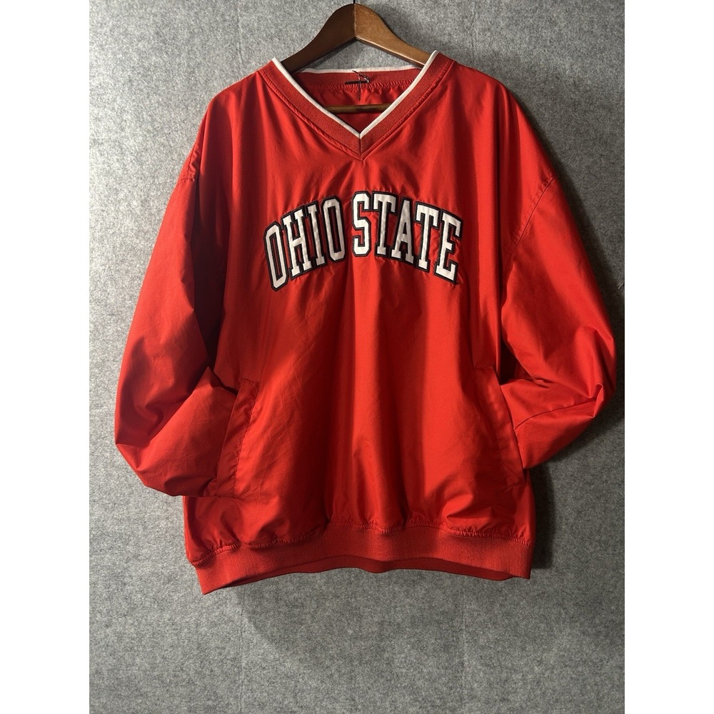 Vintage Starter Ohio State Buckeyes Pullover Windbreaker Jacket Red V-Neck XL